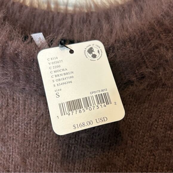 Free People Harrison Bunny Crew Neck Sweater Oversized Brown Soft Size Small NWT - Picture 5 of 7